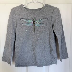 Gray Sequence Dragon Fly Girls Long Sleeve Shirt - Size 4t